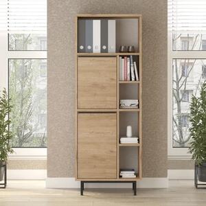 Libreria moderna design ufficio soggiorno 60xH162 cm 2 ante rovere Kenzo