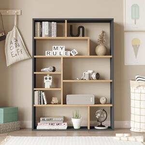 Libreria moderna design soggiorno ufficio 90xH124 rovere antracite Camelia
