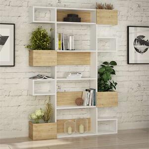 Libreria moderna design parete soggiorno ufficio 120xH171 rovere bianco Axelle
