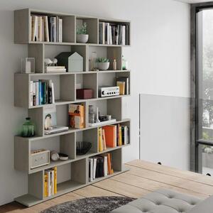 Libreria moderna a parete soggiorno 160xH191 grigio cemento Aro