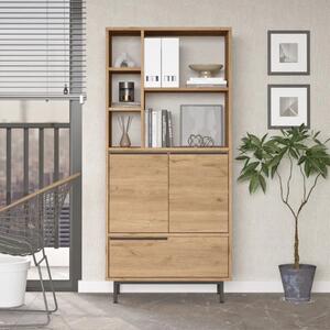 Libreria moderna design soggiorno 75xH162 cm 2 ante 1 ribalta rovere Kenzo