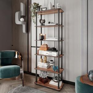 Libreria moderna soggiorno design colonna industrial 60xH173 cm noce Delvian
