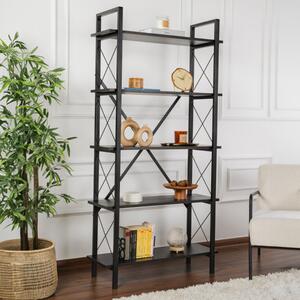Libreria moderna soggiorno design industrial 90xH180 cm nero Teldor