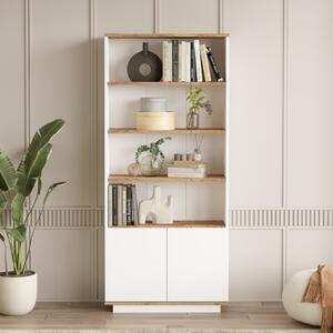 Libreria moderna soggiorno design 75xH168 cm 2 ante bianco rovere Eliot