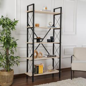 Libreria moderna soggiorno design industrial 90xH180 cm nero marmo Teldor