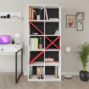 Libreria moderna soggiorno design 75xH188 cm bianco rosso Elevate