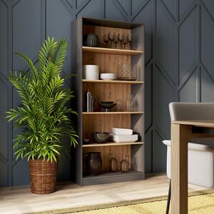 Libreria moderna soggiorno design colonna 80xH182 cm quercia antracite Lago-C