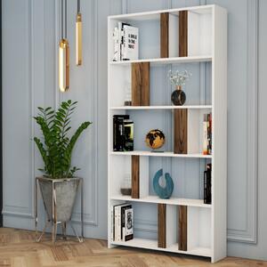 Libreria moderna soggiorno design colonna 90xH180 cm bianco noce Elvar
