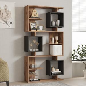 Libreria moderna soggiorno design cubi 90xH171 cm rovere antracite Nesto
