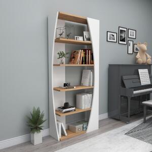 Libreria moderna soggiorno parete design colonna 63xH150 cm rovere bianco Kelan