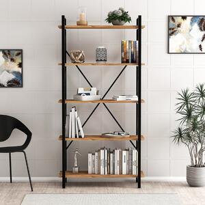 Libreria moderna soggiorno design industrial 90xH180 cm rovere nero Avel