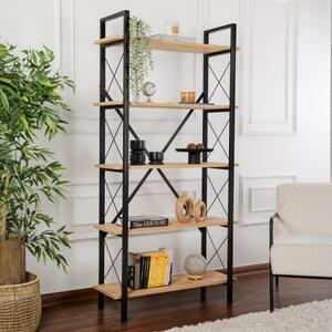 Libreria moderna soggiorno design industrial 90xH180 cm rovere nero Teldor