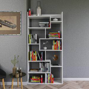 Libreria moderna soggiorno design parete 80xH128 cm bianco Zerkan