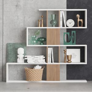 Libreria moderna soggiorno design parete 120xH109 cm bianco noce Artemis
