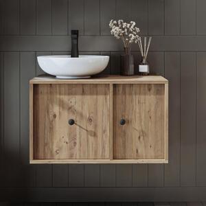 Mobile bagno sospeso lavabo incluso appoggio 75 cm rovere Lido