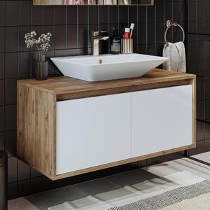Mobile bagno sospeso lavabo incluso 100 cm rovere bianco Corallo