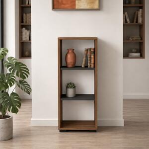 Libreria ufficio moderna 3 ripiani 40xH110 rovere scuro antracite Vertice