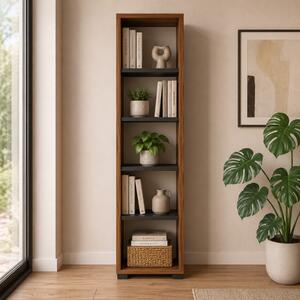 Libreria ufficio moderna 5 ripiani 40xH180 rovere scuro antracite Vertice