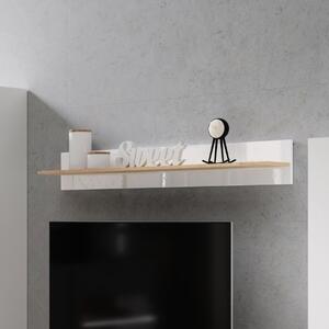 Mensola moderna 138xH20 soggiorno bianco opaco rovere Theo
