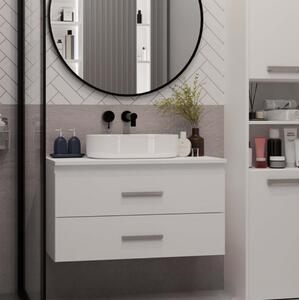 Mobile bagno sospeso 80xH44 moderno lavabo appoggio bianco Lory