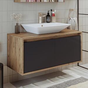 Mobile bagno sospeso lavabo incluso 100 cm rovere antracite Corallo