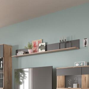 Mensola moderna soggiorno 180xH21 antracite rovere Marley