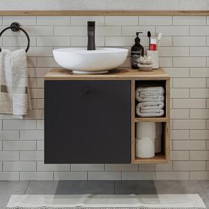 Mobile bagno sospeso lavabo incluso appoggio 65 cm rovere antracite Ocean