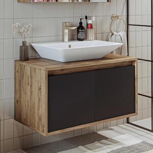 Mobile bagno sospeso lavabo incluso 85 cm rovere antracite Corallo