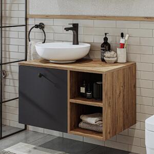 Mobile bagno sospeso lavabo incluso appoggio 75 cm rovere antracite Ocean