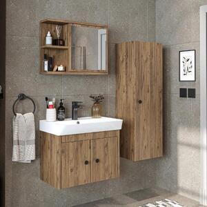 Mobile bagno completo sospeso lavabo incluso specchio colonna 60 cm rovere Cascade