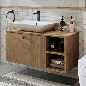Mobile bagno sospeso lavabo incluso appoggio rettangolare 95 cm rovere Ocean