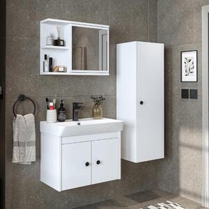 Mobile bagno completo sospeso lavabo incluso specchio colonna 60 cm bianco Cascade