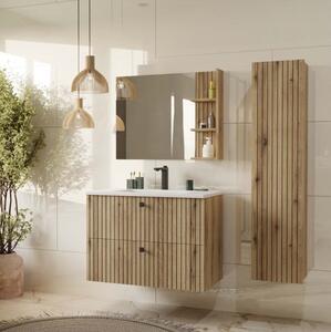 Mobile bagno moderno con lavabo incassato 80xH59 rovere Meari