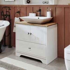 Mobile bagno a terra lavabo incluso rettangolare 80 cm bianco rovere Marea
