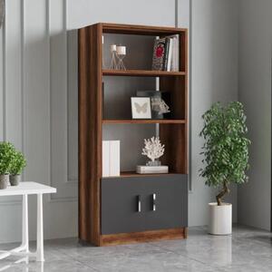 Libreria ufficio moderna design 64xH140 cm 2 ante rovere scuro antracite Task