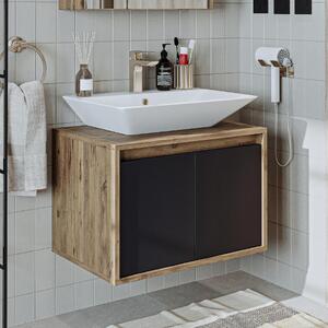 Mobile bagno sospeso lavabo incluso 65 cm rovere antracite Corallo
