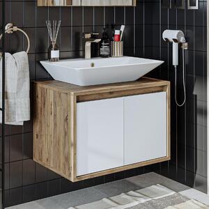 Mobile bagno sospeso lavabo incluso 65 cm rovere bianco Corallo
