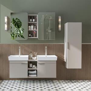 Mobile bagno sospeso doppio lavabo incluso specchio colonna 120 cm tortora Mistral