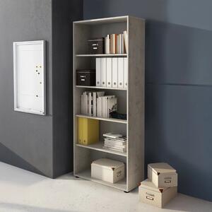 Libreria ufficio 4 ripiani moderna 78xH188 grigio cemento Lux