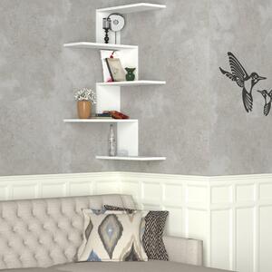Mensola libreria sospesa angolare 51xH109cm bianco Arvo