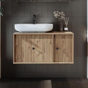 Mobile bagno sospeso lavabo incluso appoggio 90 cm rovere Lido
