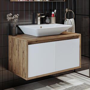 Mobile bagno sospeso lavabo incluso 85 cm rovere bianco Corallo