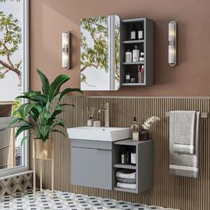 Mobile bagno sospeso lavabo incluso specchio 72 cm grigio Mistral