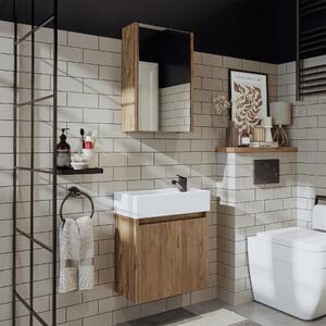 Mobile bagno sospeso lavabo incluso incasso specchio 50 cm rovere Drift