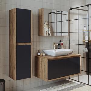Mobile bagno sospeso lavabo incluso specchio colonna 100 cm rovere antracite Corallo