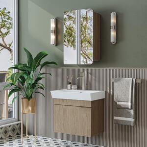Mobile bagno sospeso lavabo incluso specchio 60 cm rovere Mistral