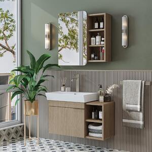 Mobile bagno sospeso lavabo incluso specchio 82 cm rovere Mistral