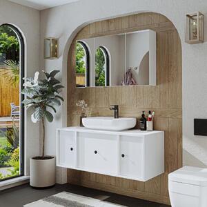 Mobile bagno sospeso lavabo incluso appoggio specchio 120 cm bianco Lido