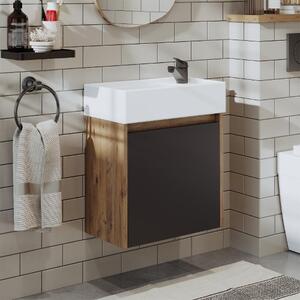 Mobile bagno sospeso lavabo incluso incasso 50 cm rovere antracite Drift