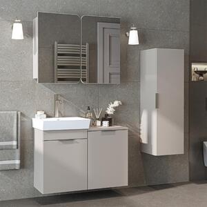 Mobile bagno sospeso lavabo incluso cesto portabiancheria colonna 127 cm tortora Levante
